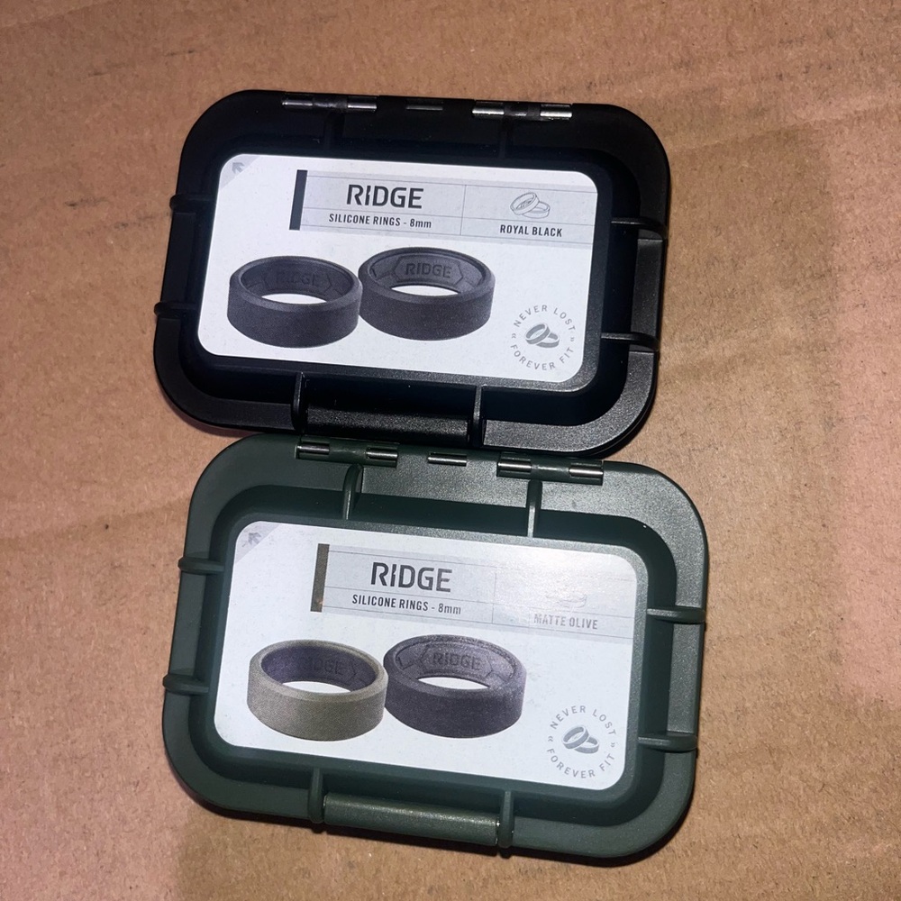 Ridge Silicone Rings Set - Black & Olive